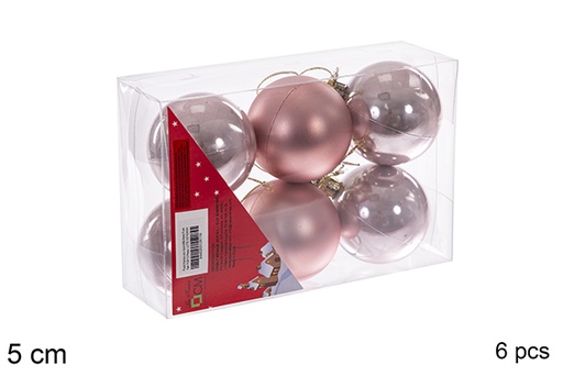 [112613] Pack 6 bolas ouro rosa brilhantes/foscas 5 cm