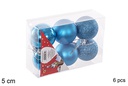 Pack 6 bolas turquesa brillo/mate/purpurina 5 cm