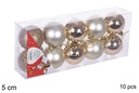Pack 10 bolas champagne brillo/mate/purpurina 5 cm