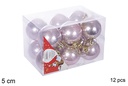Pack 12 bolas oro rosa brillo 5 cm