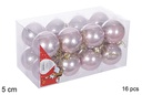 Pack 16 bolas oro rosa brillo 5 cm