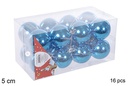 Pack 16 bolas turquesa brillo 5 cm