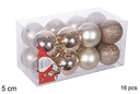 Pack 16 bolas champagne brillo/mate/purpurina 5 cm