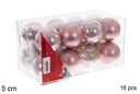 Pack 16 bolas oro rosa brillo/mate 5 cm