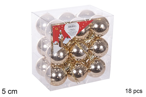 [112648] Pack 18 bolas champanhe brilhantes 5 cm