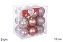 Pack 18 bolas oro rosa brillo/mate/purpurina 5 cm