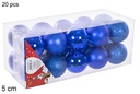 Pack 20 bolas azul brillo/mate/purpurina 5 cm