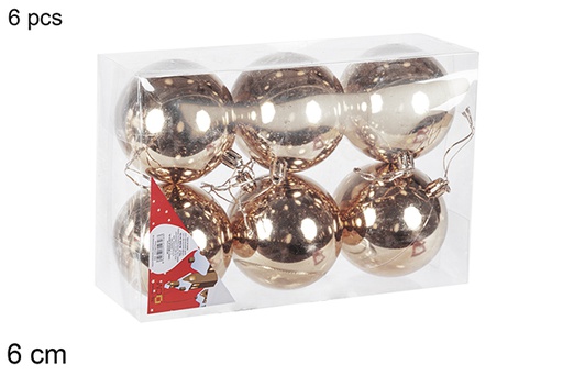 [112664] Pack 6 champagne shiny balls 6 cm