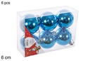 Pack 6 bolas turquesa brillo 6 cm