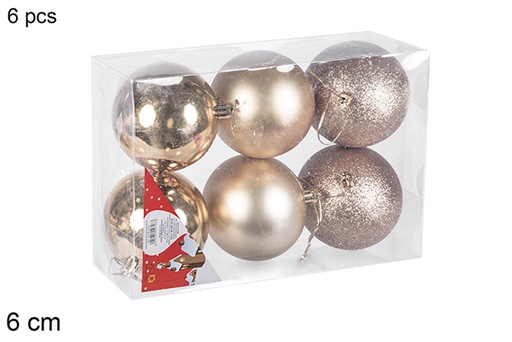 [112668] Pack 6 palline champagne lucide/opache  6 cm