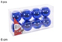 Pack 8 bolas azul brillo 6 cm