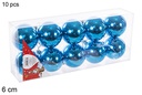 Pack 10 bolas turquesa brillo 6 cm