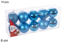 Pack 10 bolas turquesa brillo/mate/purpurina 6 cm