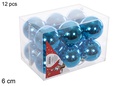 Pack 12 bolas turquesa brillo 6 cm