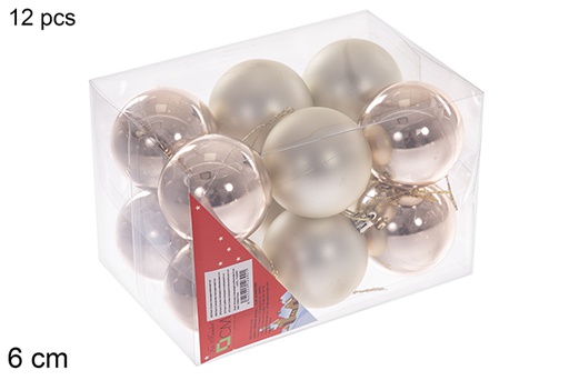 [112692] Pack 12 palline champagne lucide/opache  6 cm