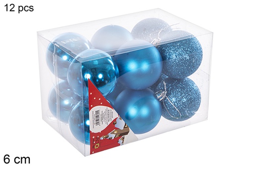[112694] Pack 12 bolas turquesas brilhantes/foscas 6 cm