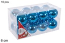 Pack 16 bolas turquesa brillo 6 cm