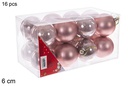 Pack 16 bolas oro rosa brillo/mate 6 cm