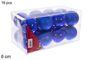 Pack 16 bolas azul brillo/mate 6 cm