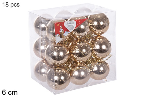 [112704] Pack 18 shiny champagne bauble 6 cm