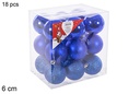 Pack 18 bolas azul brillo/mate/purpurina 6 cm