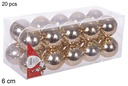 Pack 20 bolas champagne brillo 6 cm