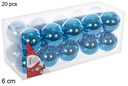 Pack 20 bolas turquesa brillo 6 cm