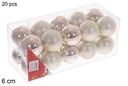 Pack 20 bolas champagne brillo/mate  6 cm