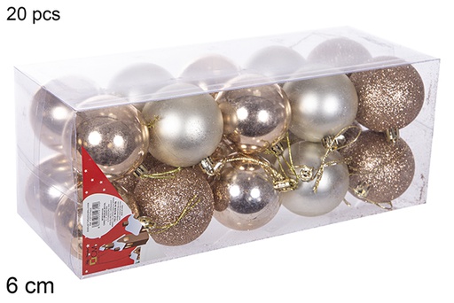 [112716] Pack 20 palline champagne lucide/opache 6 cm