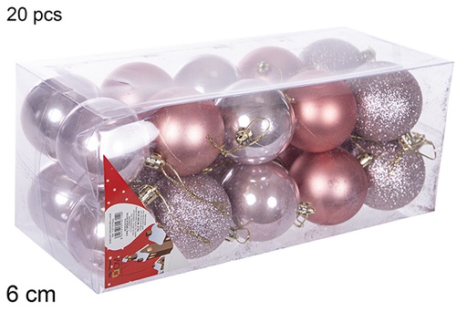 [112717]  Pack 20 shiny/matte rose gold balls 6 cm