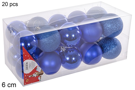 [112719] Pack 20 palline blu lucide/opache  6 cm