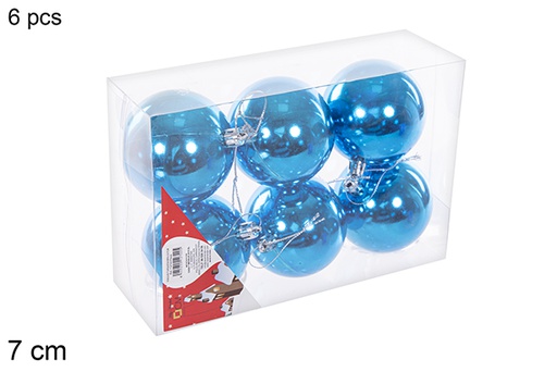 [112722] Pack 6 bolas turquesas brilhantes 7 cm