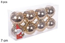 Pack 8 bolas champagne brillo 7 cm
