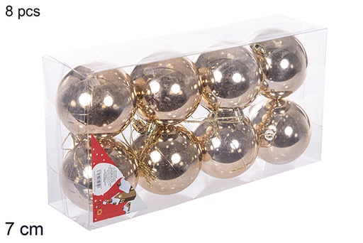 [112728] Pack 8 champagne shiny bauble 7 cm