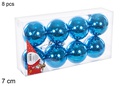 Pack 8 bolas turquesa brillo 7 cm