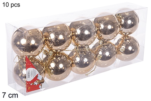 [112736] Pack 10 shiny champagne bauble 7 cm