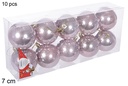 Pack 10 bolas oro rosa brillo 7 cm