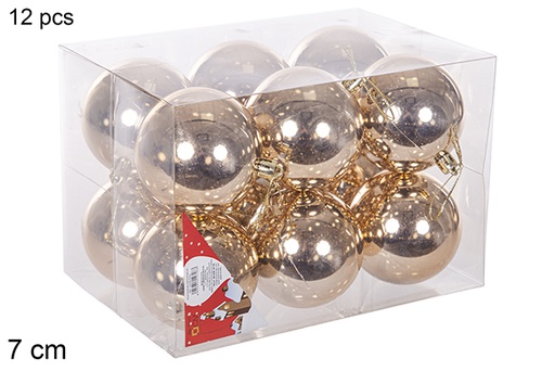 [112744] Pack 12 palline champagne lucide 7 cm