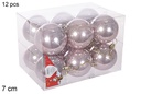 Pack 12 bolas oro rosa brillo 7 cm