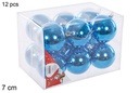 Pack 12 bolas turquesa brillo 7 cm