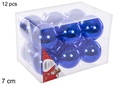 Pack 12 bolas azul brillo 7 cm