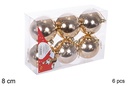 Pack 6 bolas champagne brillo 8 cm