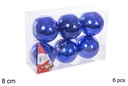 Pack 6 bolas azuis brilhantes 8 cm