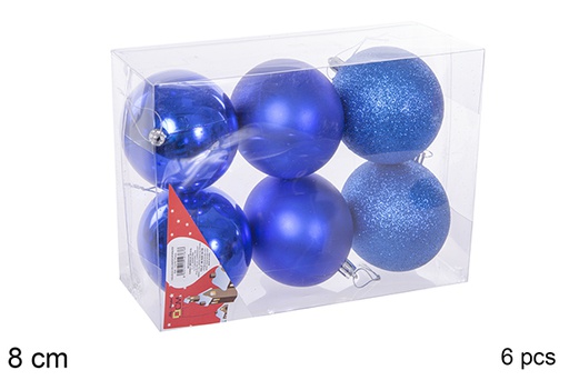 [112767] 6 bolas azul brillo/mate 8 cm