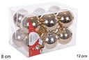 Pack 12 bolas champagne brillo 8 cm