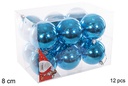 Pack 12 bolas turquesa brillo 8 cm