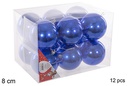 Pack 12 bolas azul brillo 8 cm