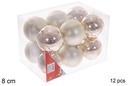 Pack 12 bolas champagne brillo/mate  8 cm