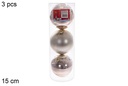 Pack 3 bolas champagne brillo/mate 15 cm