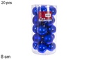 Pack 20 bolas azul brillo/mate cilindro 8 cm
